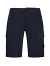 C.p. Company Cotton And Linen Cargo Shorts In Total Eclipse