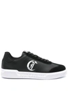 Just Cavalli Logo-print Leather Sneakers In Black