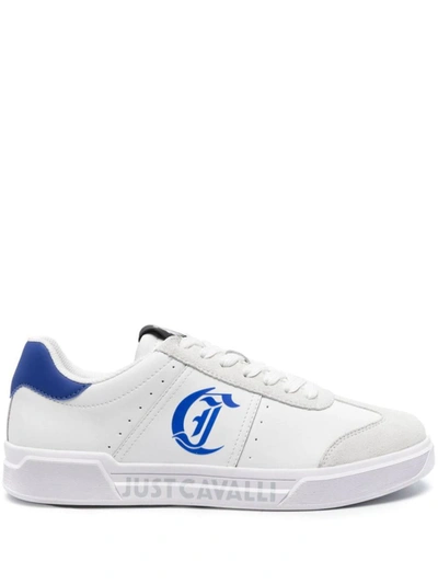 Just Cavalli Logo-print Leather Sneakers In White