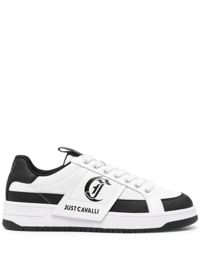 Just Cavalli Logo-print Leather Sneakers In White