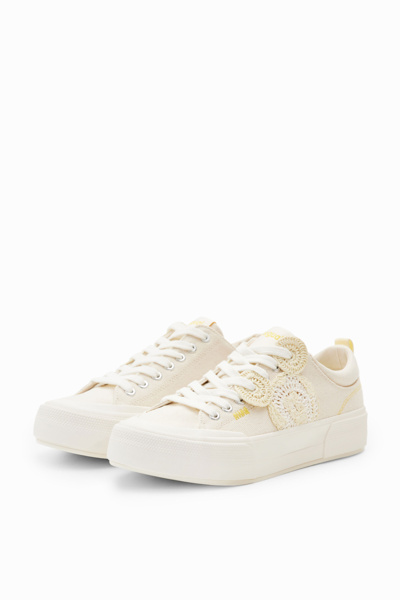 Desigual Canvas Mickey Mouse Trainers In White