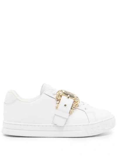 Versace Jeans Couture Jeans Couture Leather Logo Sneakers In White
