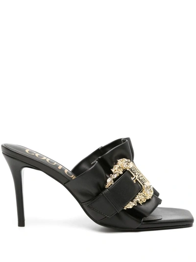 Versace Jeans Couture Embellished Mules In Black