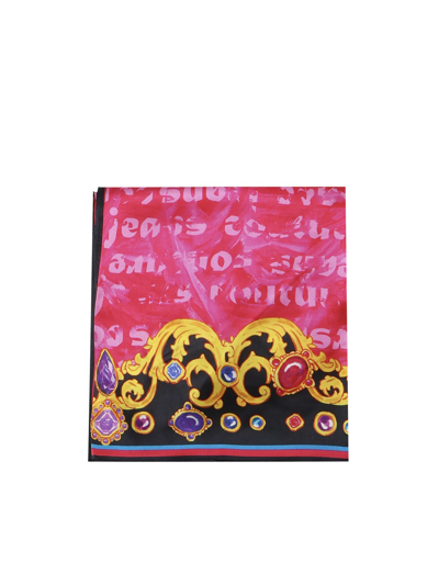 Versace Jeans Couture Silk Scarf In Hot Pink/multicolor