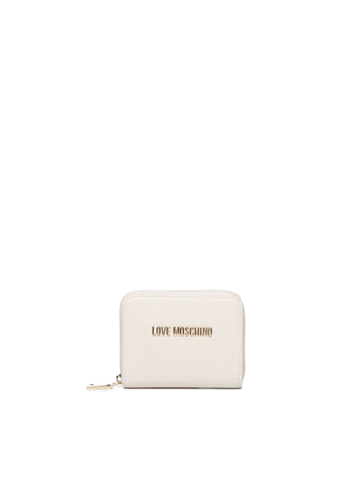 Love Moschino Small Wallet With Logo In Ivory