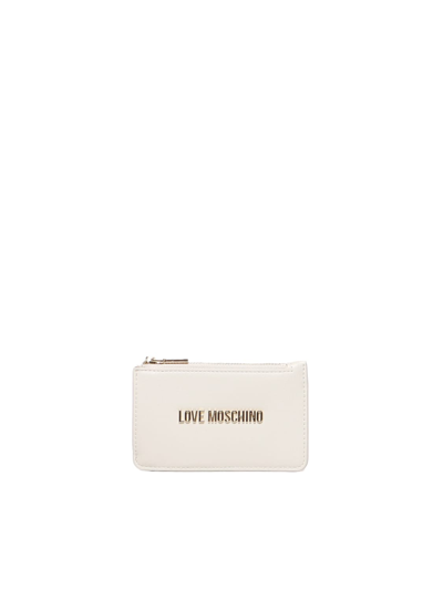 Love Moschino Coin Purse With Logo In Ivory