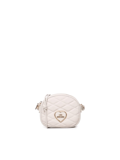 Love Moschino Logo Lettering Quilted Shoulder Bag In Ivory