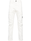 C.p. Company Lens-detail Cargo Trousers In Bianco