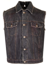 Magliano Raw-cut Detailed Sleeveless Denim Vest In Black