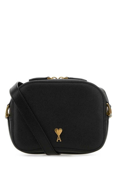 Ami Alexandre Mattiussi Logo Plaque Zipped Handbag In Black