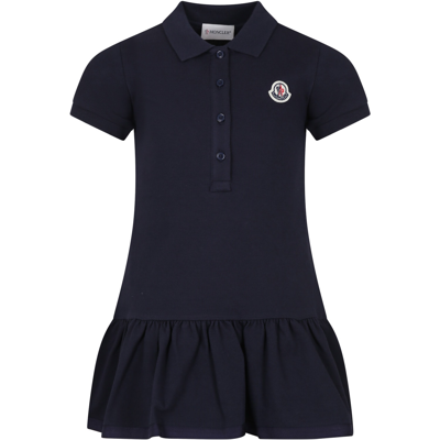 Moncler Kids' Blue Casual Dress For Girl