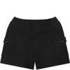 Moncler Black Sports Shorts For Baby Boy In Black