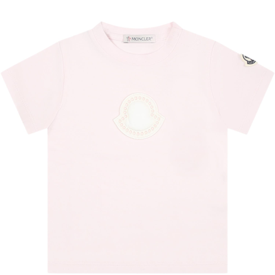 Moncler Pink T-shirt For Baby Girl With Logo