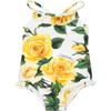 DOLCE & GABBANA WHITE SWIMSUIT FOR BABY GIRL WITH FLOWERING PATTERN
