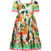 DOLCE & GABBANA MULTICOLOR ELEGANT DRESS FOR GIRL WITH AN ITALIAN HOLIDAY PRINT