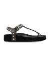 Isabel Marant Enore Black Leather Sandals In Black