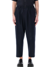 Marni Wool Trousers With Pleated Front And Side Stripe In Blu Black