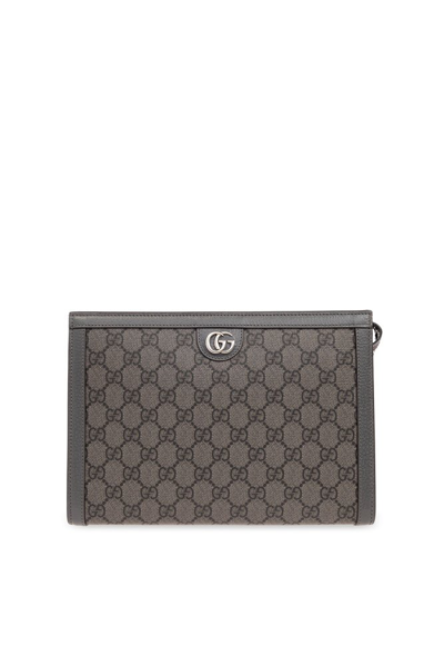 Gucci Ophidia Logo Plaque Clutch Bag In Grey