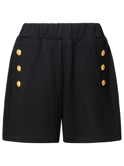 Balmain Kids Logo Button Knitted Shorts In Black