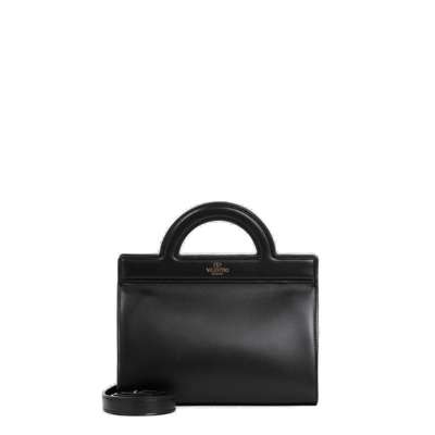 Valentino Garavani Valentino Logo Printed Top Handle Bag In Black