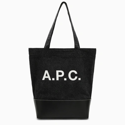 Apc A.p.c. Medium Axel Black Cotton Tote Bag With Logo