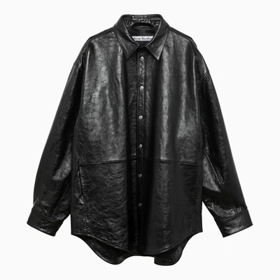 Acne Studios Black Leather Shirt Men