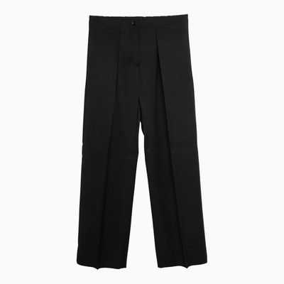 Acne Studios Black Wool Blend Trousers With Pleats