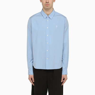 Ami Alexandre Mattiussi Ami Paris Ami De Coeur Cashmere Shirt In Blue