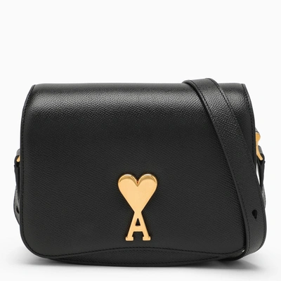 Ami Alexandre Mattiussi Ami De Coeur Leather Shoulder Bag In Black