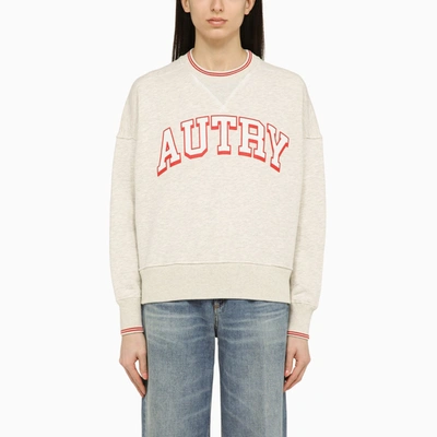 Autry Melange Light Grey Cotton Main Wom Sweatshirt In Neutral