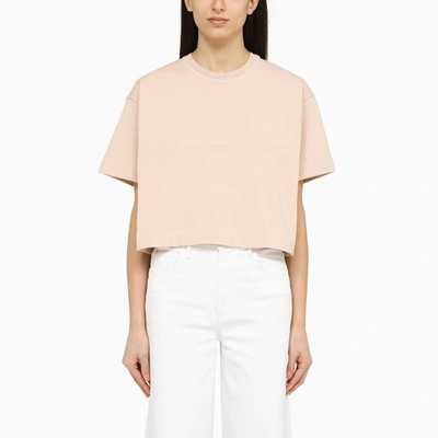 Autry Peony Rose Cotton Cropped T-shirt In Pink