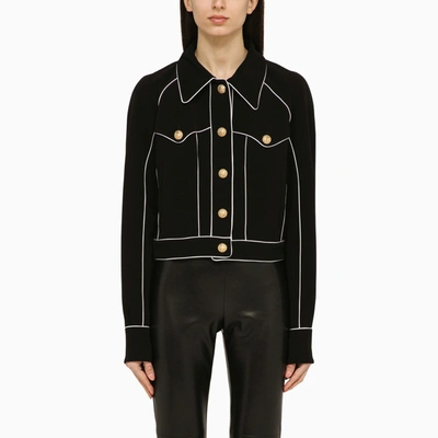 Balmain Logo-embroidered Western Jacket In Black