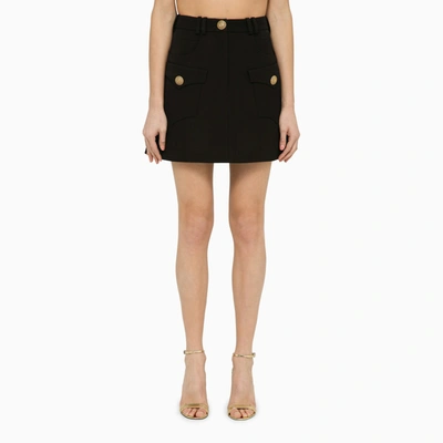 Balmain Wool A-line Mini Skirt In Nero