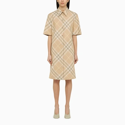 Burberry Check Cotton Shirt Dress In Multicolor