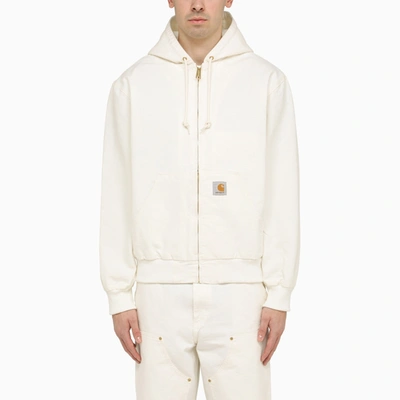 Carhartt Wax Cotton Zip Sweatshirt In White