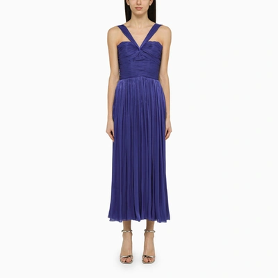 Costarellos Cavana Lurex Gerogette Midi Dress In Blue