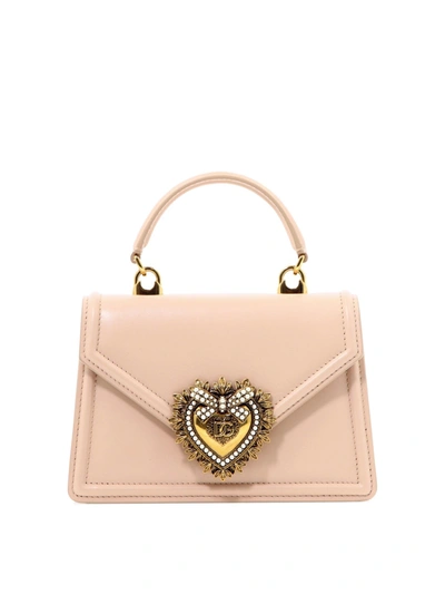 Dolce & Gabbana Devotion Small Leather Handbag In Pink