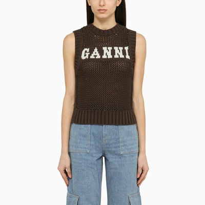 Ganni | Brown Knitted Waistcoat