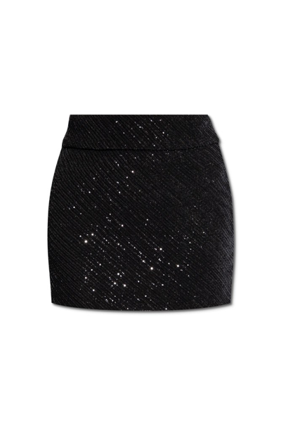 Iro Numees Embellished Knit Mini Skirt In Full Black Silver