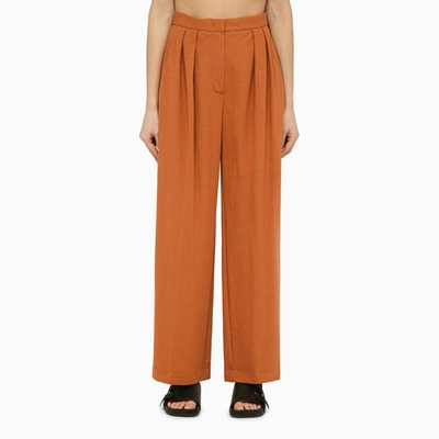 Harris Wharf London Terracotta Coloured Pleated Trousers In Orange