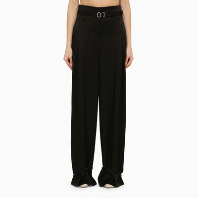 Jil Sander Belted Ankle-tie Tailored Trousers In Black
