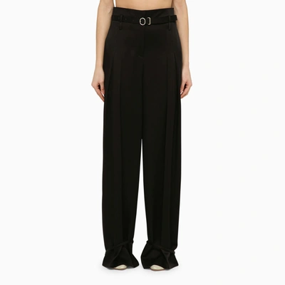 Jil Sander Belted Ankle-tie Tailored Trousers In Beige