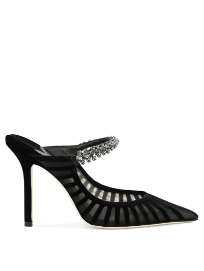 Jimmy Choo Bing 100 Striped Mules In Black