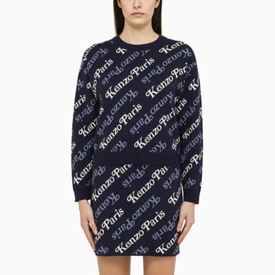 Kenzo Midnight Blue Cotton And Wool Sweater In Multicolor