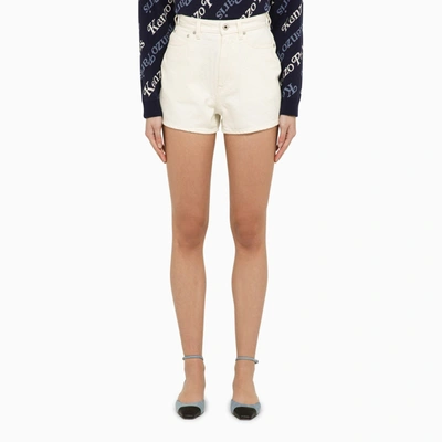 Kenzo White Denim Shorts In Grey