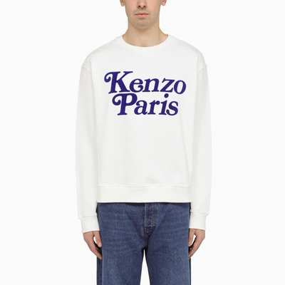 KENZO KENZO WHITE CREWNECK SWEATSHIRT WITH LOGO