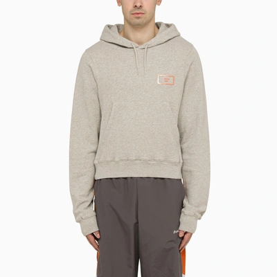 Martine Rose Logo Detailed Drawstring Hoodie In Gray