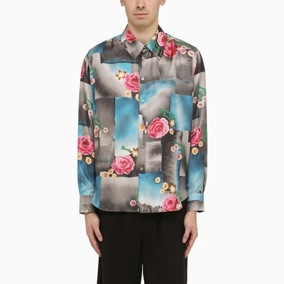 Martine Rose Classic Floral Patchwork Silk Satin Button-up Shirt In Multicolor