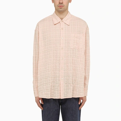 Our Legacy Pink Cotton Blend Weave Borrowed Shirt In Multicolor