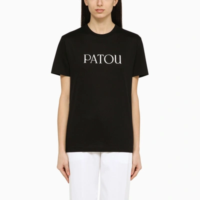 PATOU PATOU BLACK COTTON T SHIRT WITH LOGO